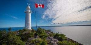 lighthouse, flag, canada